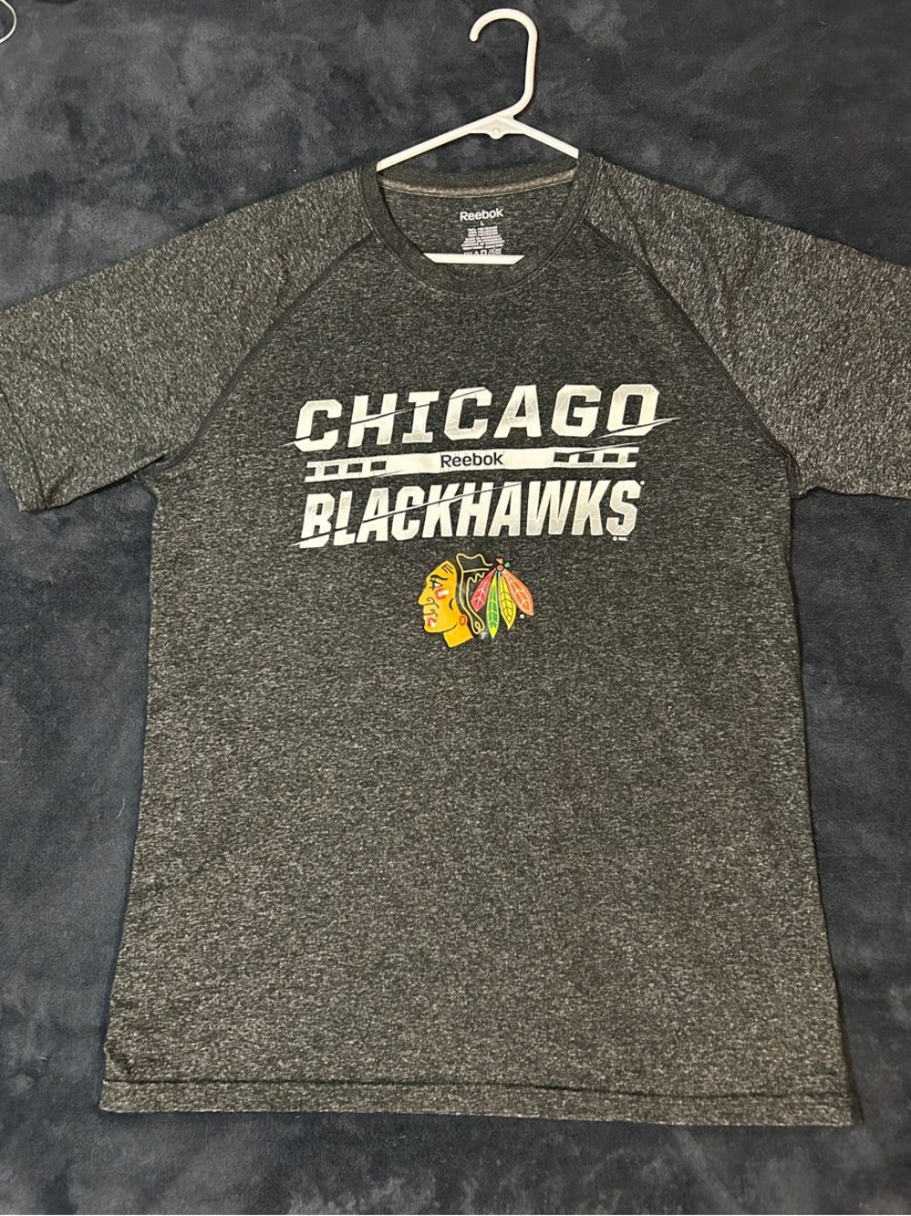Reebok Gray Chicago Blackhawks Graphic Tee